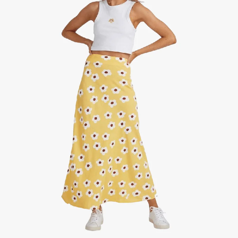 Rvca Womens Gogo June Maxi Skirt Cornsilk lace skirt delicate