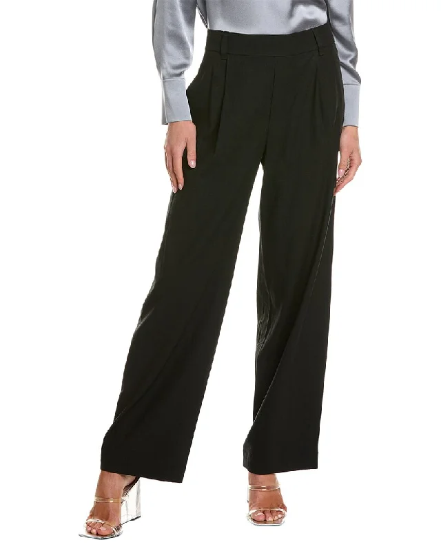 Vince Straight Leg Pull-On Linen-Blend Pant Relaxed Fit Trousers