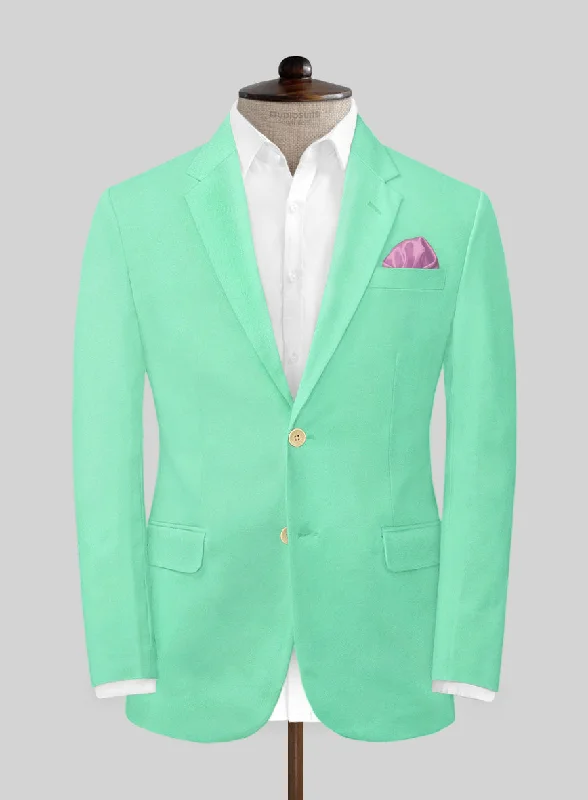 Scabal Pastel Green Cotton Stretch Jacket Wool Jacket Cashmere Jacket Tweed Jacket