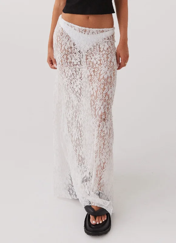 Sugar Sweet Lace Maxi Skirt - White wool skirt sturdy