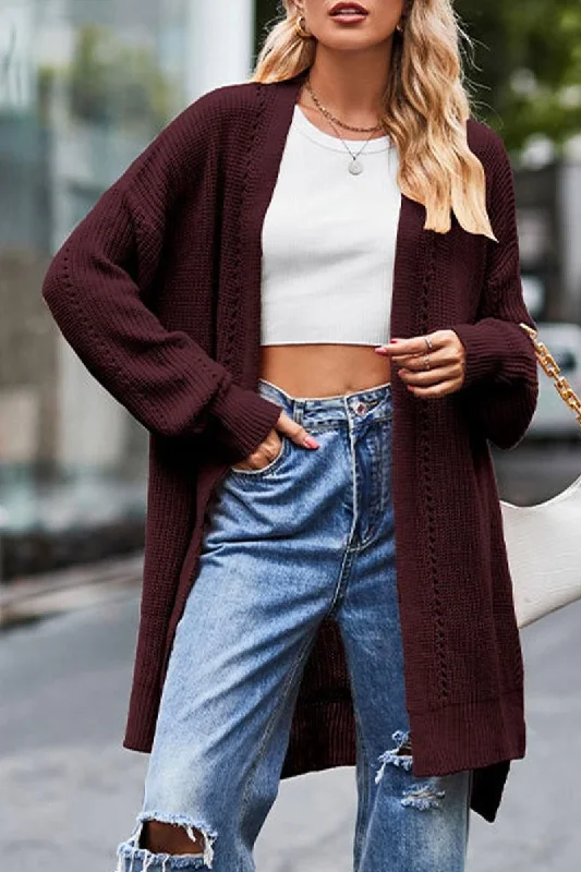 WOMEN OPEN FRONT STITCH LINED MID LENGTH CARDIGAN Faux Fur Fabric Real Fur Fabric Shearling Fabric