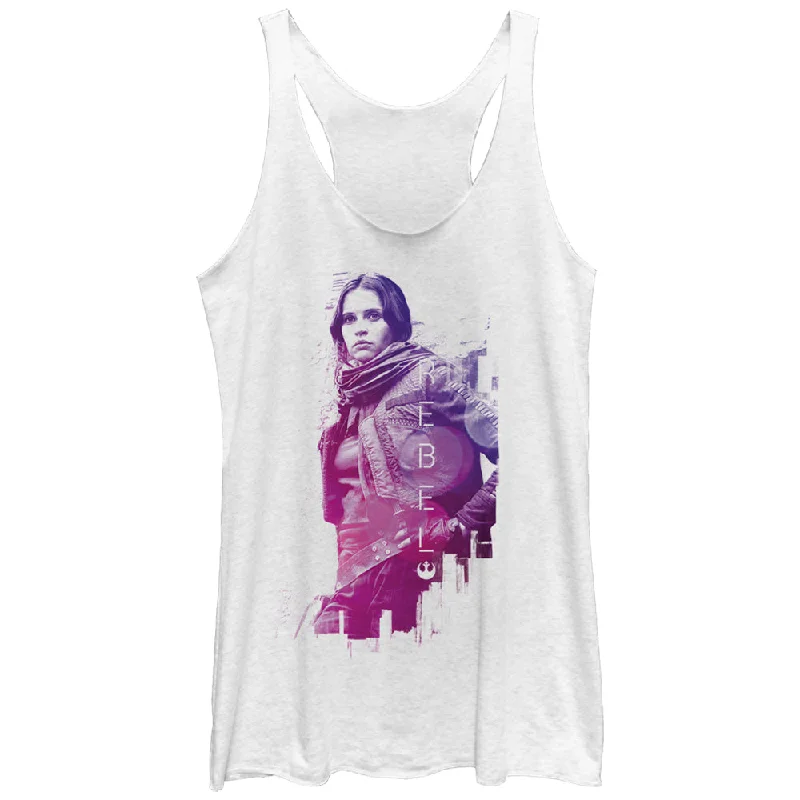 Women's Star Wars Rogue One Jyn Rebel Stance Racerback Tank Top soft pink tank