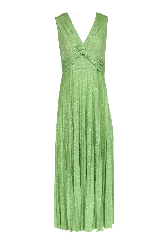 Missoni Collection - Mint Sparkle Knit Gown w/ Knot Bodice & Knife Pleat Skirt Sz L lace skirt elegant