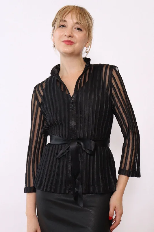Matrix Sheer Satin Stripe Jacket S Satin Jacket Silk Jacket Chiffon Jacket