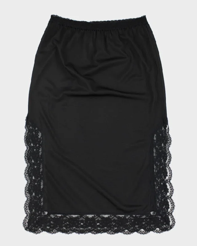 Black Petticoat Slip Skirt - S button skirt front