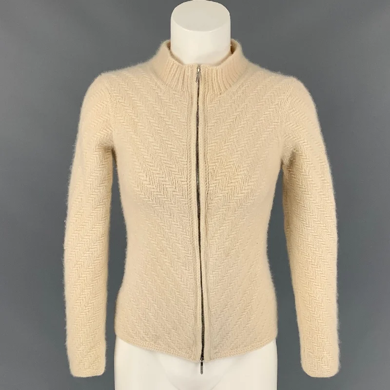 TSE Size XS Cream Knitted Cashmere Cardigan Fleece Cardigan Nylon Polyester