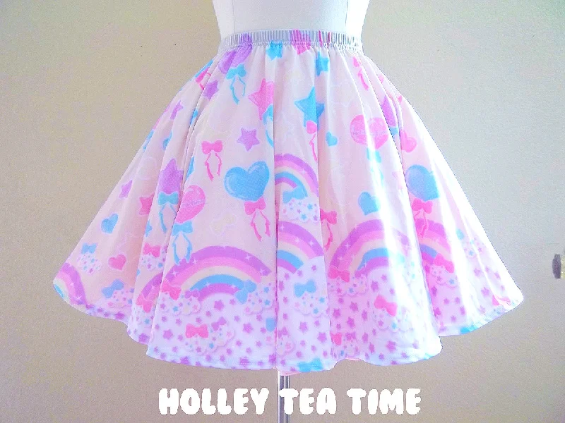 Pastel Party Yellow Mini Skater Skirt denim skirt durable