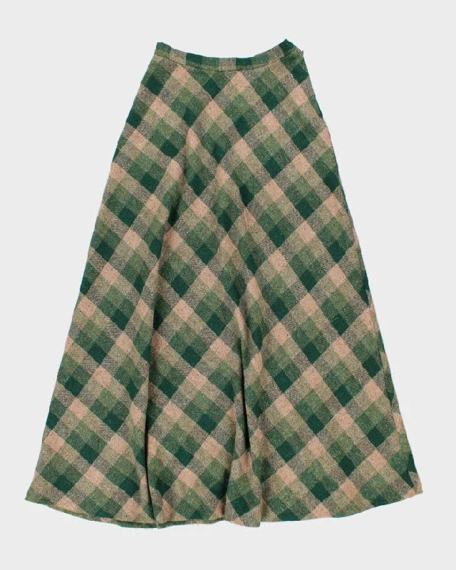 Wool Blend Check Skirt - S chiffon skirt airy