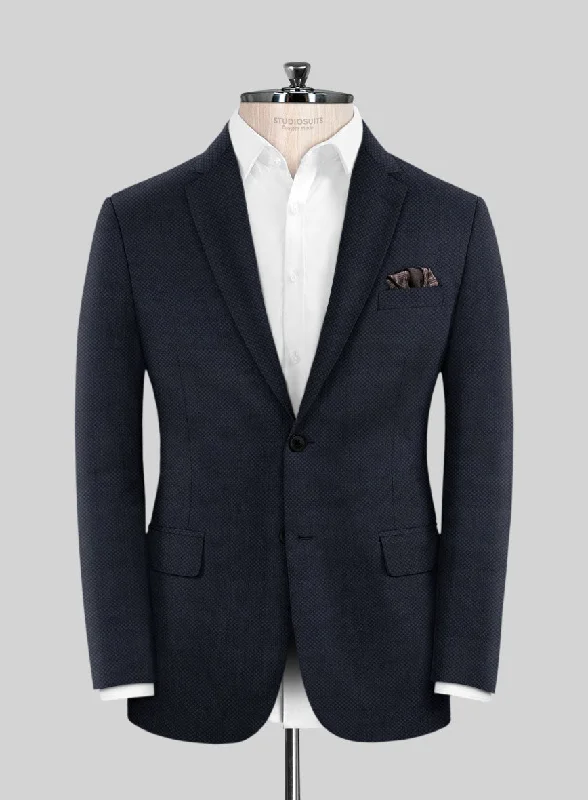 Scabal Drian Blue Wool Jacket Denim Fabric Leather Fabric Suede Fabric