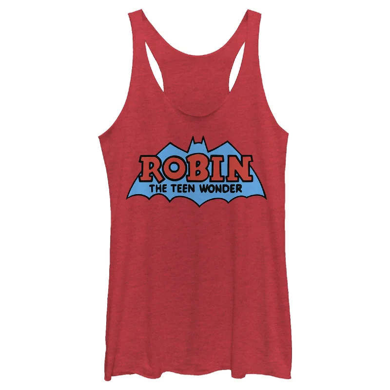 Women's Batman Logo Boy Wonder Robin Racerback Tank Top lemon yellow tank