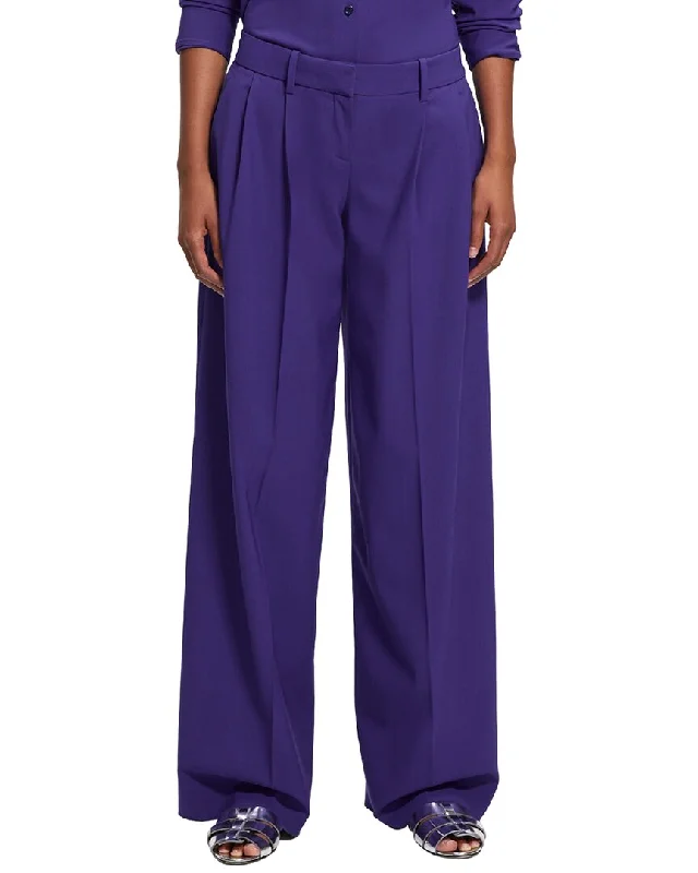 Theory   Low Rise Pleated Wool-Blend Pant Chic Checkered Pants