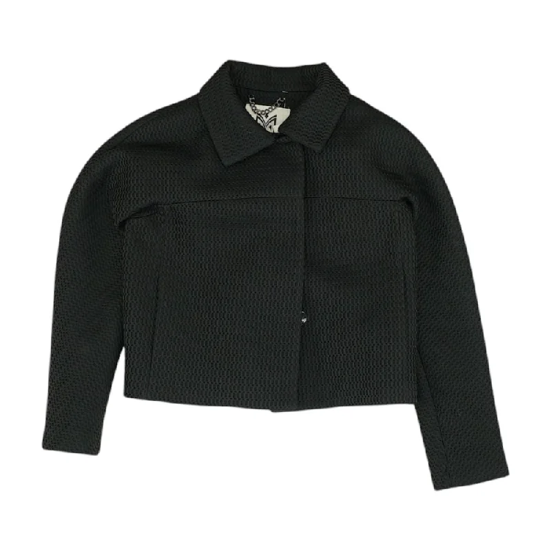 Black Solid Jacket One-Shoulder Jacket Off-the-Shoulder Jacket Asymmetrical Jacket