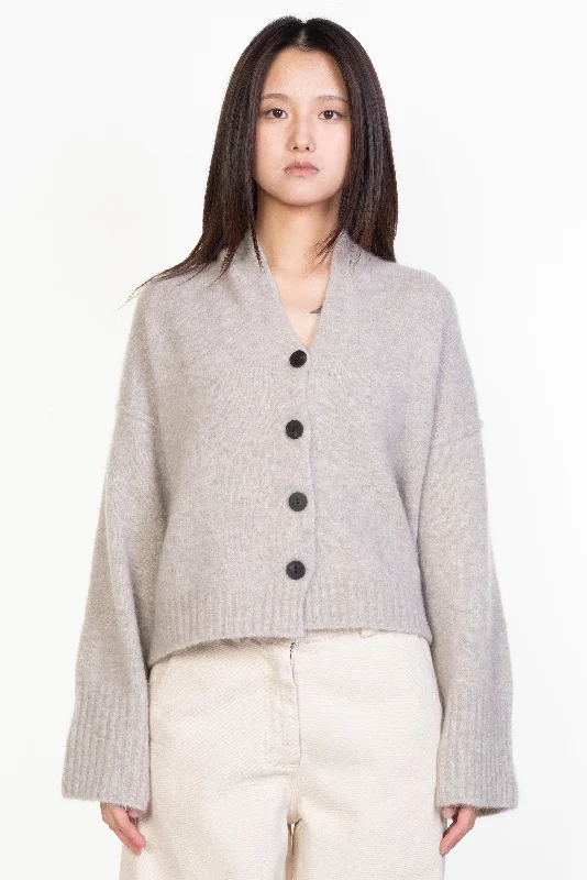 Mohair Boxy Cardigan Buttons Closure Chenille Brocade Lace