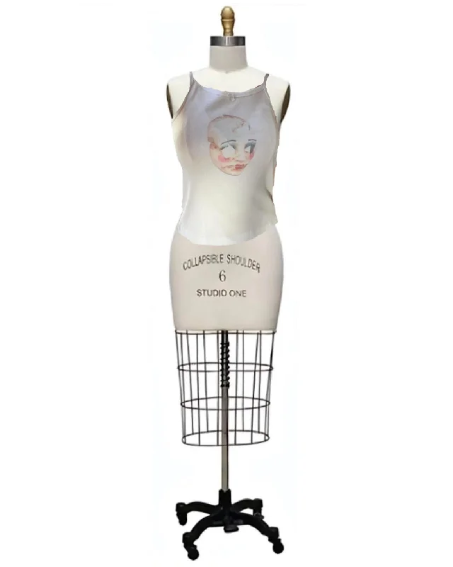 Dollface- the Shattered Doll Face Tank Top with Bow trendy tank top