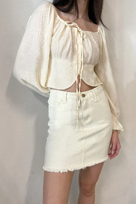 IVORY DENIM MINI SKIRT lace skirt romantic