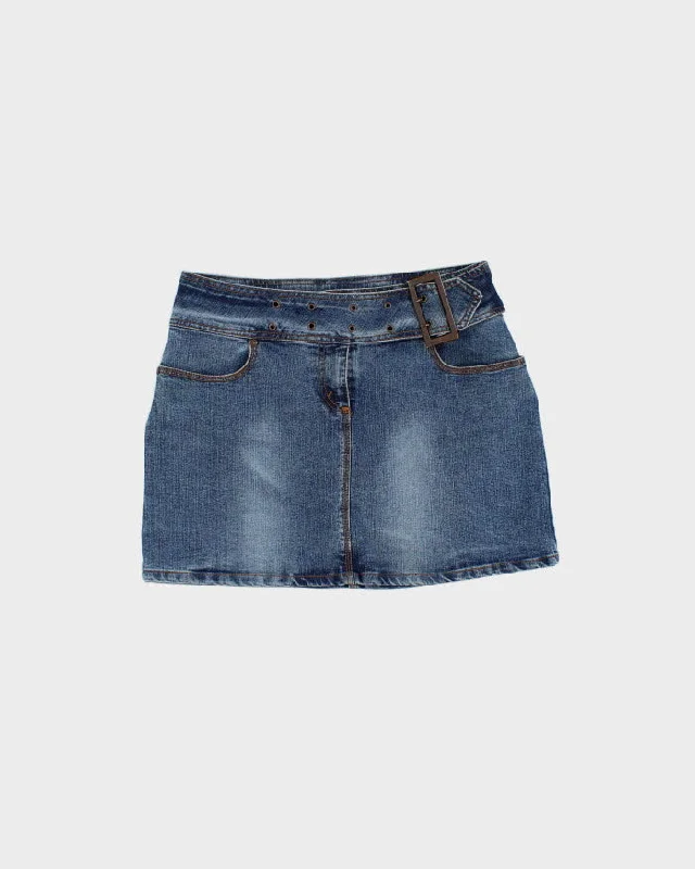 Y2K 00s Jordache Belted Denim Mini Skirt - M lightweight skirt design