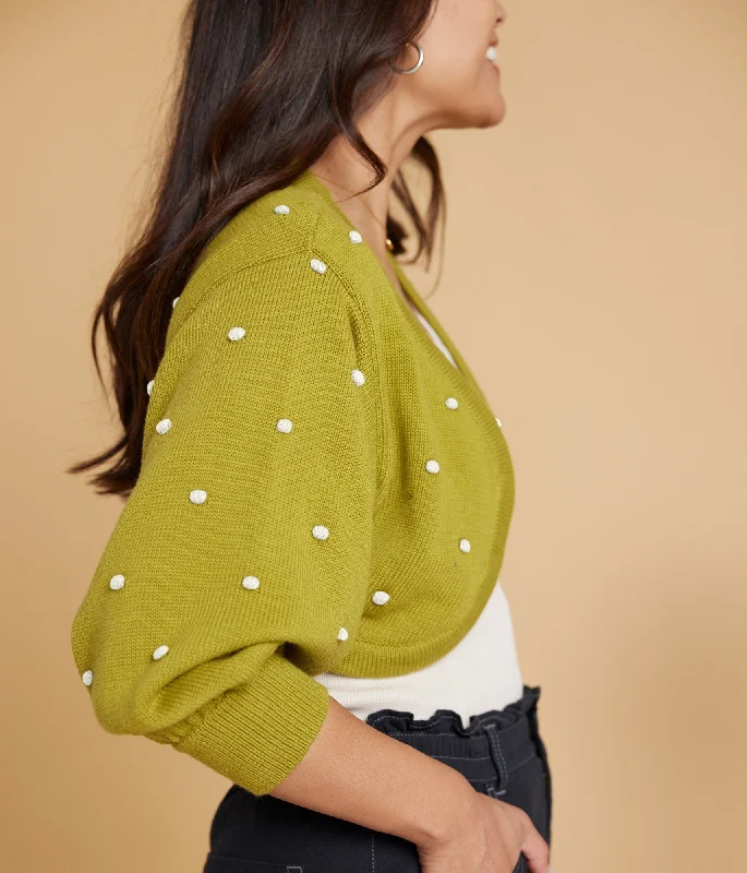 Delia Cardigan - Pear Elasticated Padded Insulated