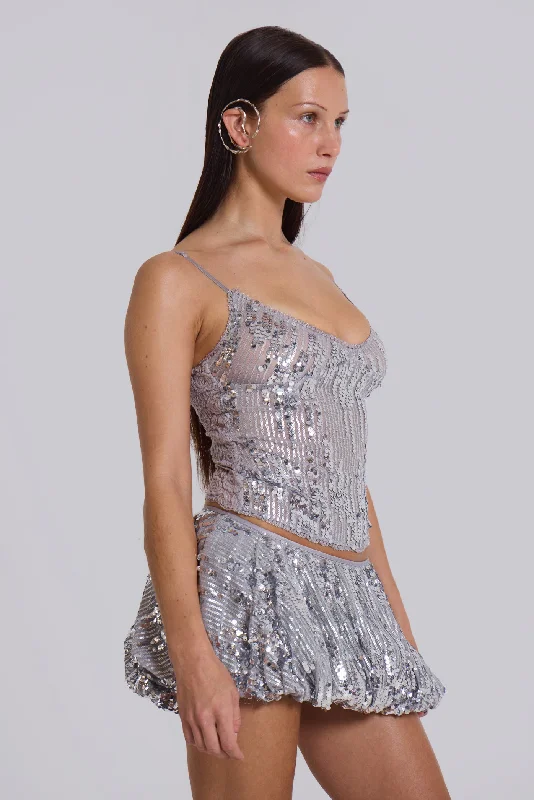 Cosmic Sequin Puffball Micro Skirt chiffon skirt airy