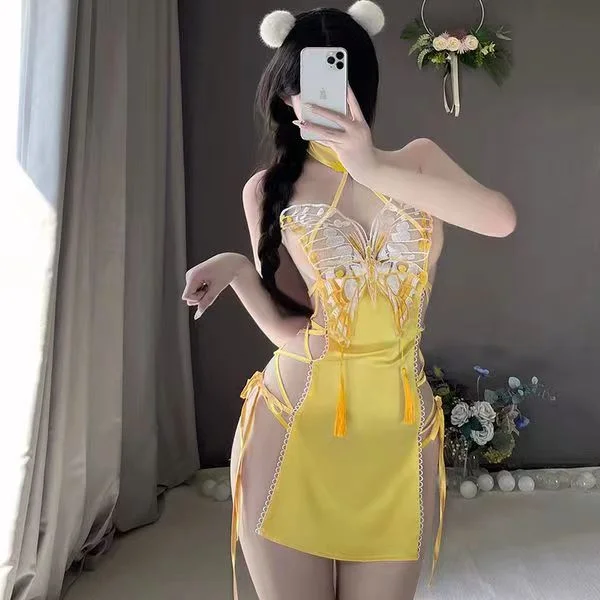 yellow butterfly skirt KF11254 silk skirt luxurious