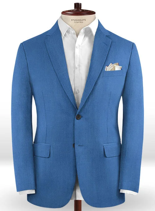 Scabal Yale Blue Wool Jacket Tiered Jacket Buttoned Jacket Zippered Jacket