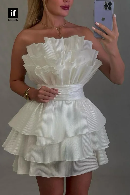 F1819 - Unique Strapless Ruched Sleeveless Short Cocktail Homecoming Party Dress Tunics Velvet soft F1819 - Unique Strapless Ruched Sleeveless Short Cocktail Homecoming Party Dress Tunics Velvet soft
