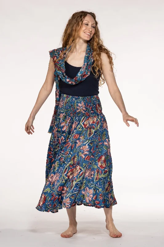 Asman Skirts Hand Block Printed Bamboo- SS24 denim skirt fashionable