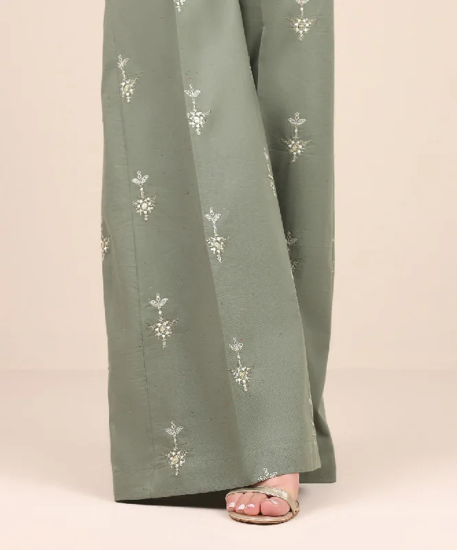 Embroidered Multi Neps Flared Pants Fashionable Work Pants