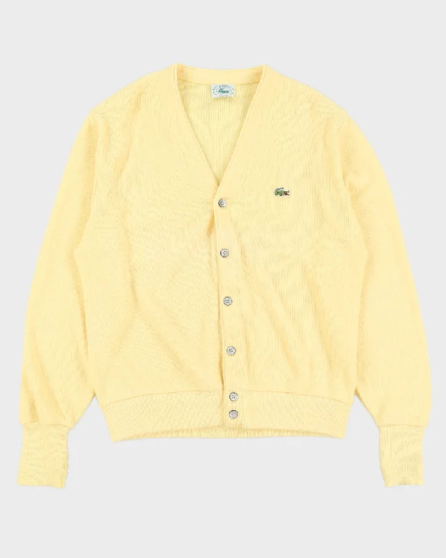 Vintage 80s Lacoste Yellow Acrylic Cardigan - L Nylon Fabric Polyester Fabric Spandex Fabric