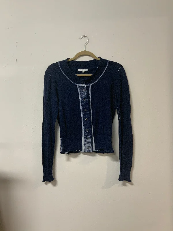 Cabi (S) navy ty day cardigan Fleece Fabric Down Fabric Feather Fabric