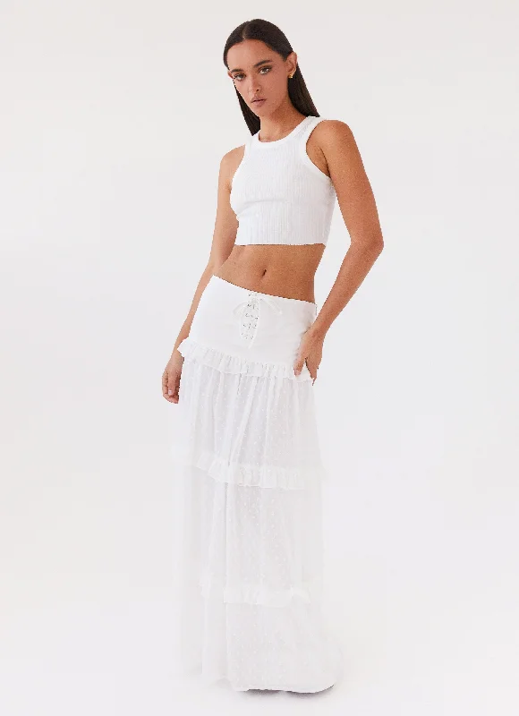 Esmeralda Maxi Skirt - White corduroy skirt cozy