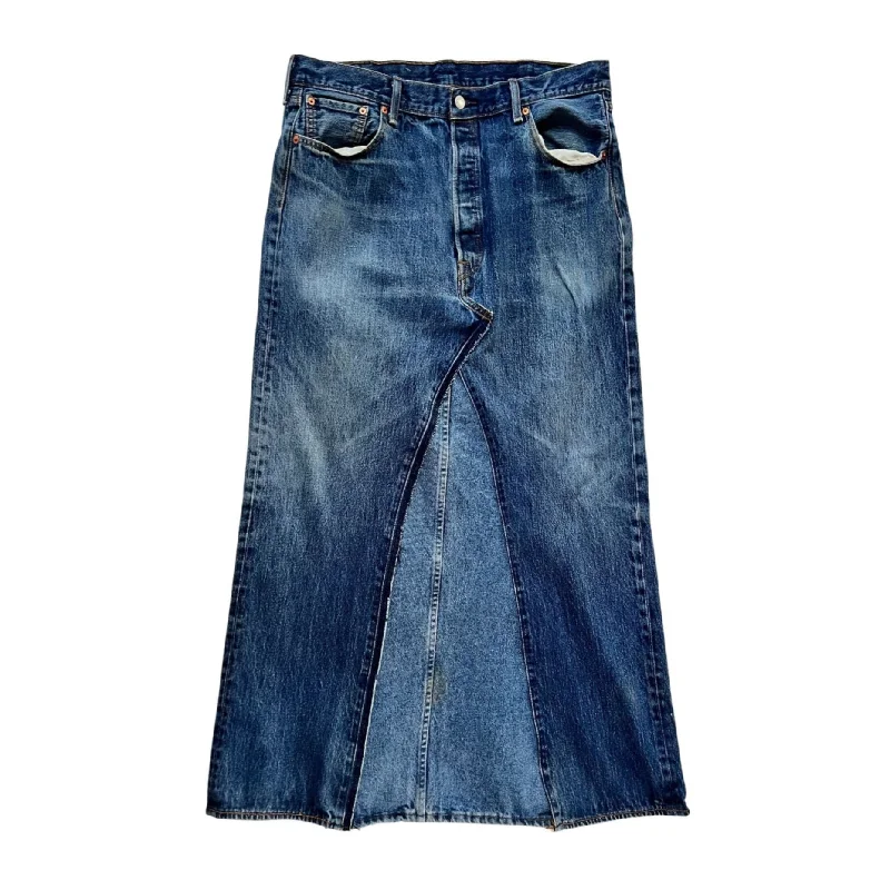 Deconstructed Reconstructed Denim Maxi Skirt breathable skirt fabric