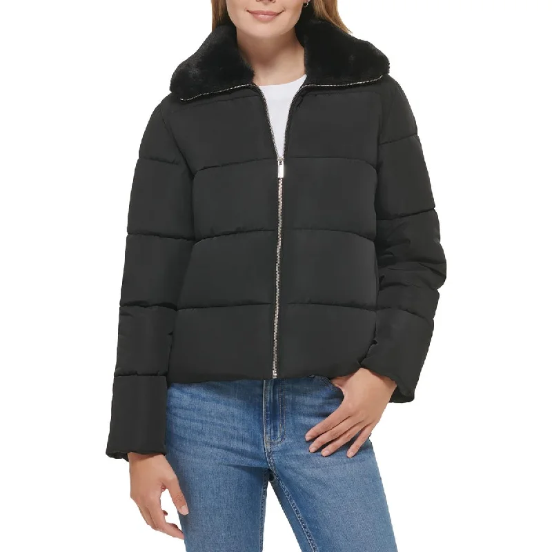 Calvin Klein Womens Faux Fur Short Puffer Jacket Embroidered Jacket Appliqued Jacket Beaded Jacket Calvin Klein Womens Faux Fur Short Puffer Jacket Embroidered Jacket Appliqued Jacket Beaded Jacket