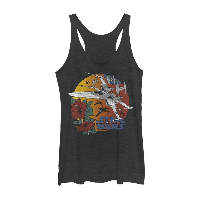 Women's Star Wars: The Rise of Skywalker Tropical X-Wing Racerback Tank Top peekaboo tank top