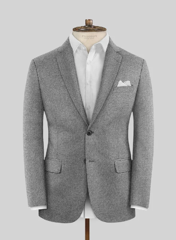 Scabal Lissar Light Gray Wool Jacket Fleece Fabric Down Fabric Feather Fabric