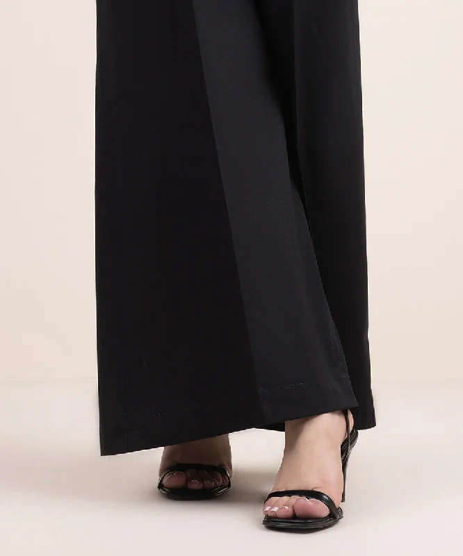 Solid Cambric Flared Pants Classic Cropped Pants