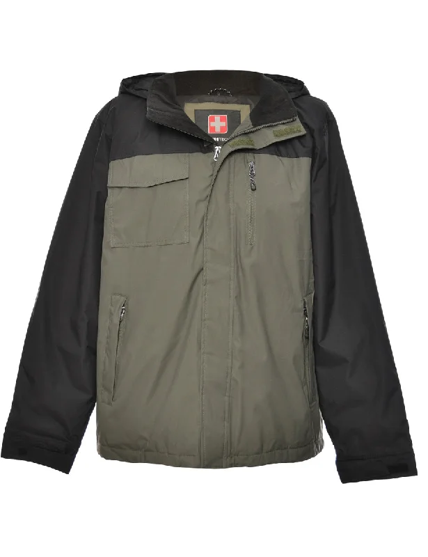 Black & Olive Green Two-Tone Mountaineering Jacket - M Fitted Jacket Loose Jacket Oversized Jacket