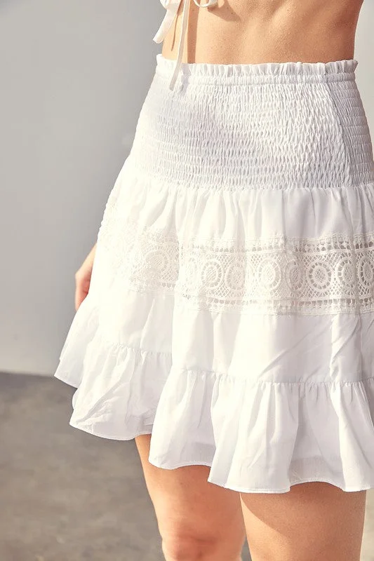 Lace Trim Skirt satin skirt smooth