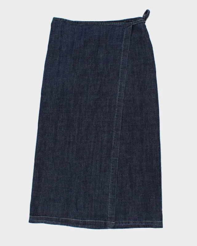 00s Mavi Denim Wrap Midi Skirt - S leather skirt bold