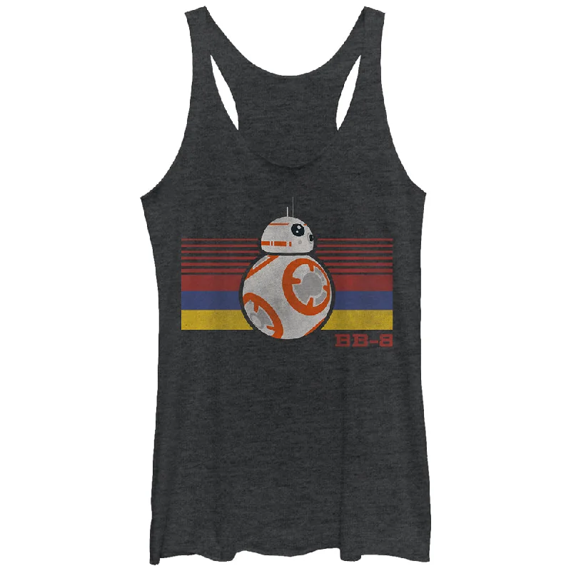 Women's Star Wars The Force Awakens BB-8 Retro Stripes Racerback Tank Top ribbed tank top Women's Star Wars The Force Awakens BB-8 Retro Stripes Racerback Tank Top ribbed tank top