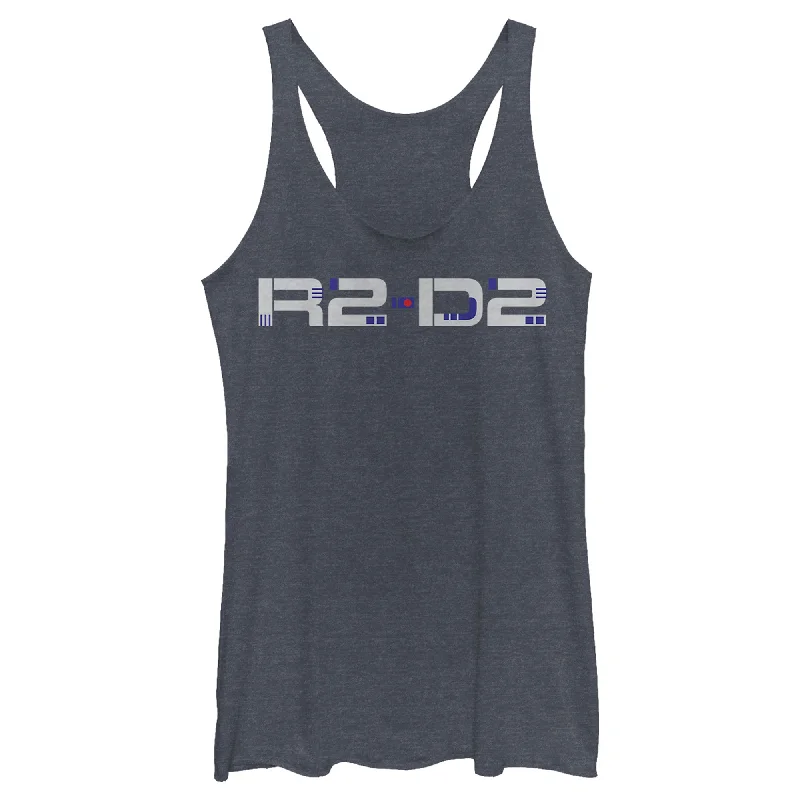 Women's Star Wars: The Rise of Skywalker R2-D2 Text Racerback Tank Top solid color tank