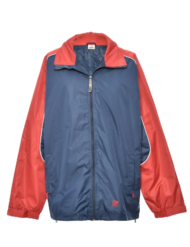 Zip-Front Red & Navy Two-Tone Mountaineering Jacket - XL Notch Collar Jacket Peter Pan Collar Jacket Cowl Neck Jacket