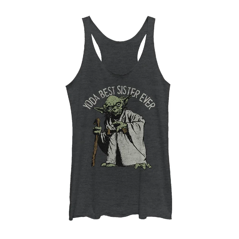 Women's Star Wars Yoda Best Sister Ever Racerback Tank Top open back tank