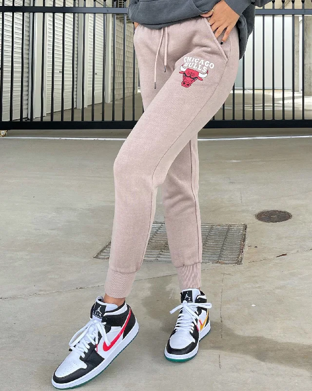Mitchell & Ness Women's Chicago Bulls Vintage Track Pant Mushroom Lightweight Jogger Pants