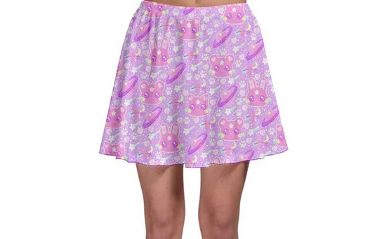 Cosmic Cuties Lilac Skater Skirt [Made To Order] denim skirt fashionable