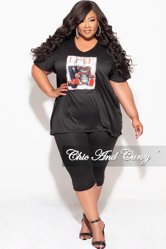 Final Sale Plus Size 2pc "LUXE" Top and Capri Pants Set In Black Formal Stretch Pants Final Sale Plus Size 2pc "LUXE" Top and Capri Pants Set In Black Formal Stretch Pants