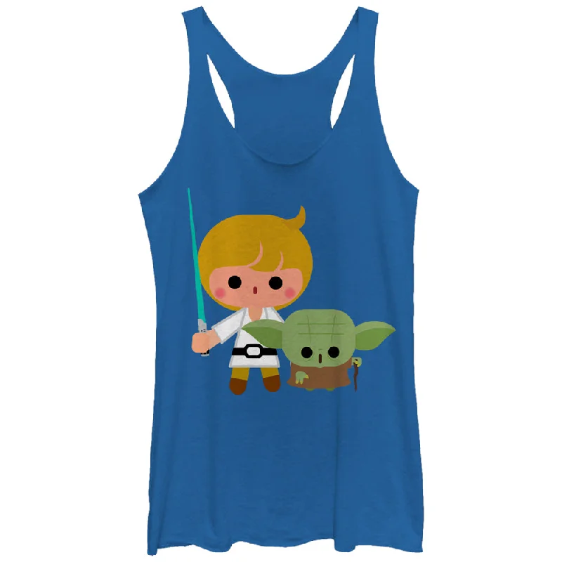 Women's Star Wars Cute Cartoon Luke Yoda Racerback Tank Top off shoulder tank