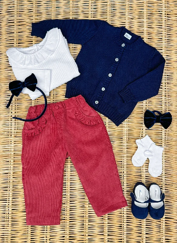 Girly Corduroy Pants Formal Slim Pants