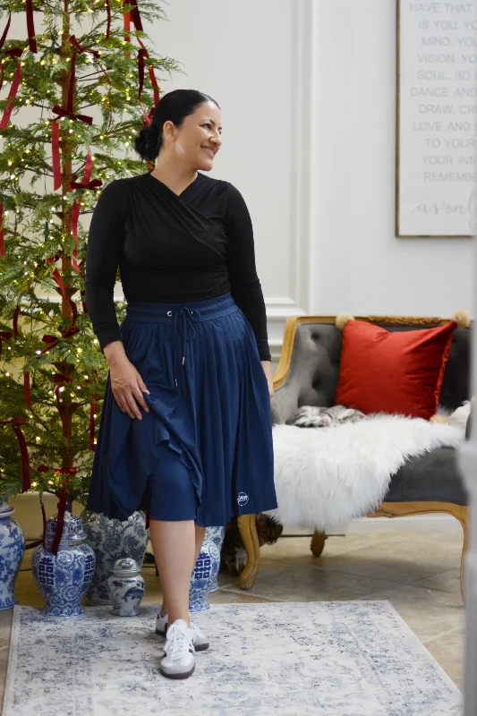 Patagonia Navy Pleated Athletic Skirt leather skirt modern