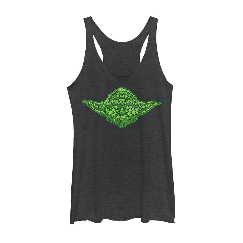 Women's Star Wars St. Patrick's Yoda Clover Face Racerback Tank Top ribbed tank top