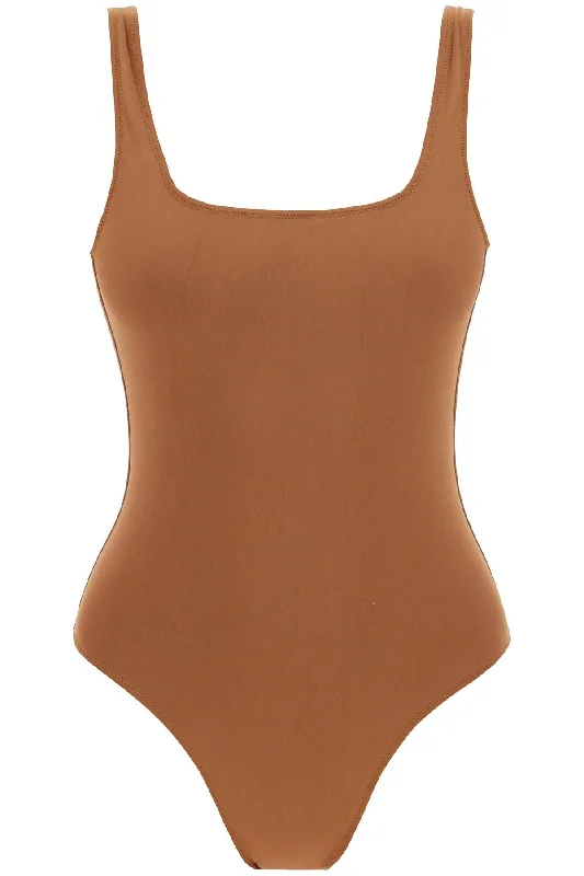 Full Body Metallic Lycra Swims  - Brown Mesh Detail Bikini